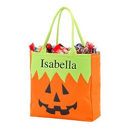 Personalized Jack o' Lantern Halloween Trick or Treat Tote