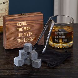 The Man, the Myth, the Legend Custom Whiskey Stones & Rocks Glass