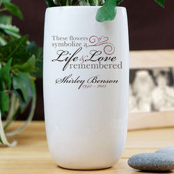 Personalized Ceramic Life and Love Memorial Flower Vase