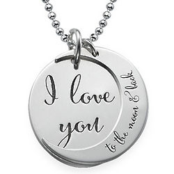 Cursive I Love You To the Moon and Back Sterling Silver Necklace