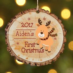 Little Deer's First Christmas Personalized Wood Ornament