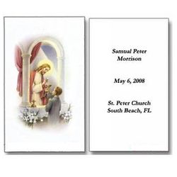 Personalized Boy and Jesus First Communion Holy Cards