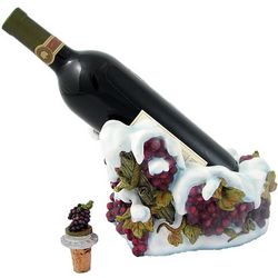 Snow Grapes Wine Bottle Holder with Bottle Stopper