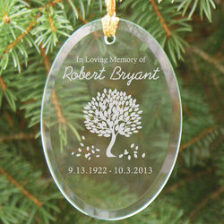 Engraved In Loving Memory Tree of Life Glass Ornament