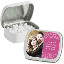 Hot Pink Custom Photo Mint Tin Favors with Candy