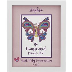 Girl's Personalized Be Transformed First Communion Framed Print