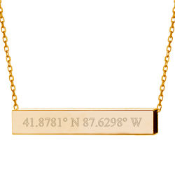 Personalized Coordinate Square Gold-Tone Name Bar Necklace