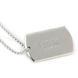 Personalized Large Nickel Plated Dog Tag Necklace