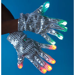 White Sequined LED Light-Up Gloves
