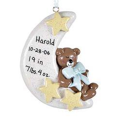 Personalized Moon Baby Boy Ornament