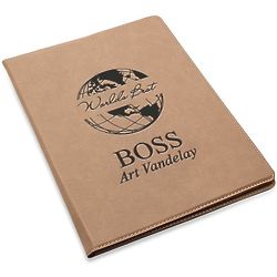 World's Best Boss Brown Leatherette Portfolio & Pad Holder