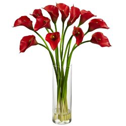 Red Calla Lily Silk Flower Arrangement