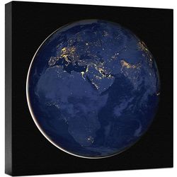 Europe and Africa at Night Wall Canvas