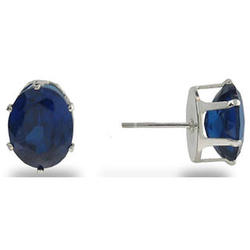 Sterling Silver and Sapphire Cubic Zirconia Stud Earrings