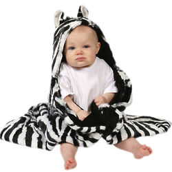 Child's Zebra or Cheetah Hooded Blanket