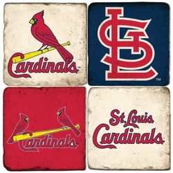 St. Louis Cardinals Italian Marble Coasters with Iron Holder