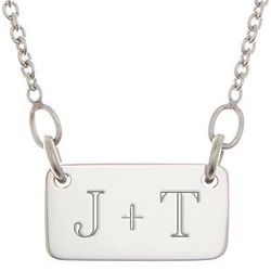 Couple's Initial Bar Silver Necklace