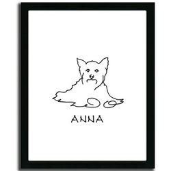 Personalized Yorkie Framed Giclee Print Line Drawing