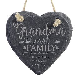 Grandma's Personalized Heart of the Family Slate Ornament