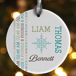 New Baby's Personalized Photo Porcelain Christmas Ornament