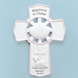 Girl's Pink Trim Baptized in Christ Wall Cross