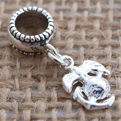 Marines Sterling Silver Dangle Charm Bead