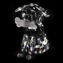 Crystal Dog with Bone Figurine