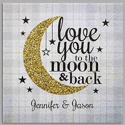 Personalized I Love You to the Moon and Back Square Canvas Print