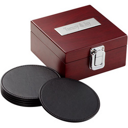 Leather Coaster Wooden Box Set