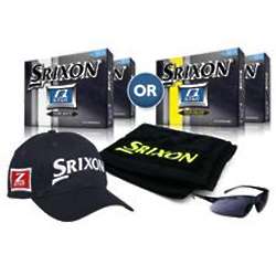 Srixon Golf Balls, Towel, Cap, and Glasses