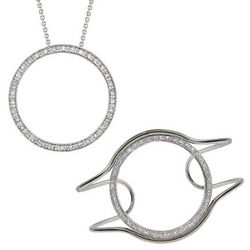 Tiffany Inspired Cubic Zirconia Bangle Bracelet and Necklace