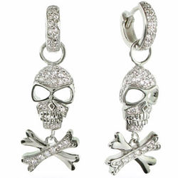 Sterling Silver Skull and Crossbones Earrings