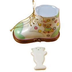 Baby Shoe Limoges Box with Plaque