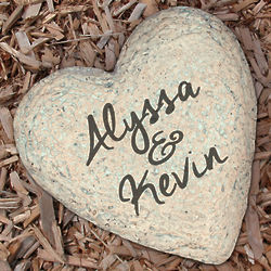 Couple's Personalized Heart Garden Stone with Engraved Names