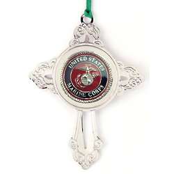 Engraved Marines Cross Ornament