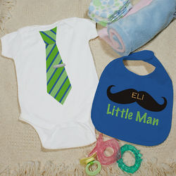 Personalized Little Man Bib and Creeper Set