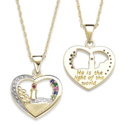 Mother's Lighthouse Birthstones Necklace with Diamond Accents