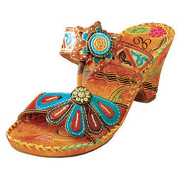 Jamaica Hand-Painted and Embossed Leather Sandals