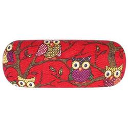 Owl Fabric Print Clam-Shell Style Eyeglass Case