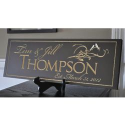Love Birds Wooden Sign with Personalized Names and Date