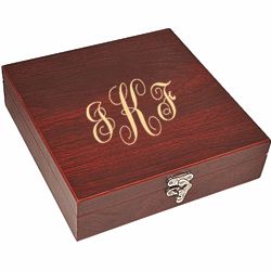 Script Monogram Box with Flask & Gaming Set