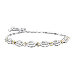 My Beloved Family White Topaz Bracelet with Personalized Names