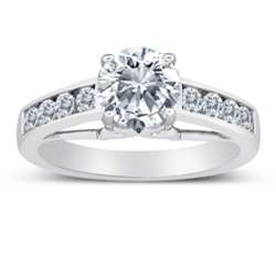 Silver Channel Set Cubic Zirconia Solitaire Engagement Ring
