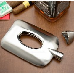 Oval Cut Hip Flask with Funnel
