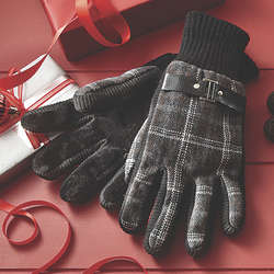 Wool Blend Plaid Gloves