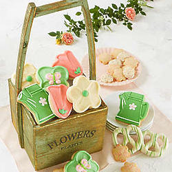 Decorated Cookies in Wooden Planter Gift Box