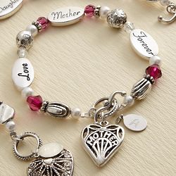 Mother's Sentiment Toggle Bracelet with Personalized Charm