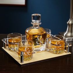 Love & Marriage Custom Whiskey Decanter with Tray and Glasses