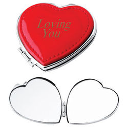 Leather Heart Compact Mirror