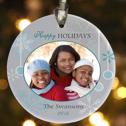 Snowflakes Personalized Photo Ornament